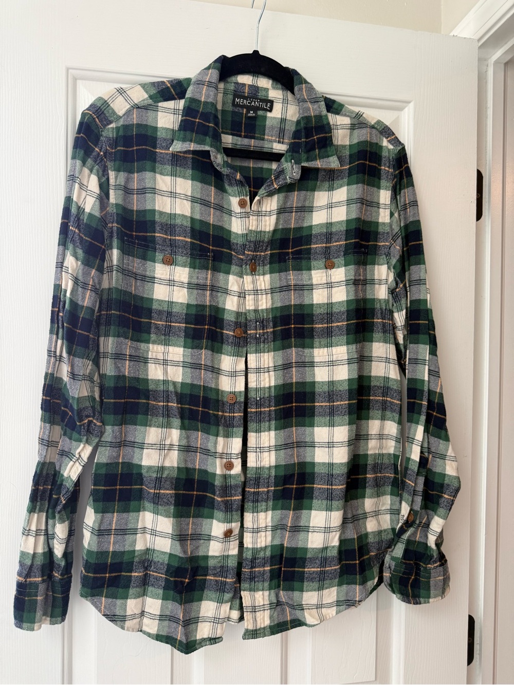 J. Crew Factory Green and White Plaid Button-Down Shirt